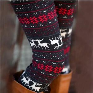 Fall/Winter Snowflake Christmas DeerPrint Leggings